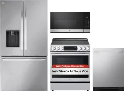 4 Piece Package Includes Refrigerator, Range, Microwave And Dishwasher