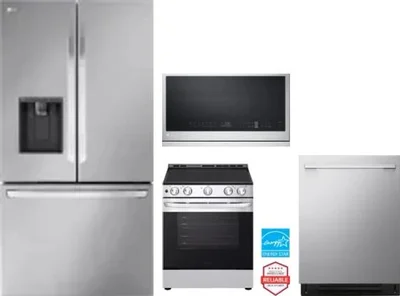 4 Piece Package Includes Refrigerator, Range, Microwave And Dishwasher