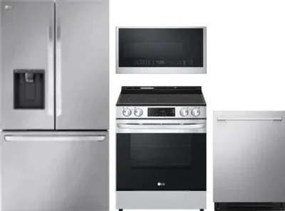 4 Piece Package Includes Refrigerator, Range, Microwave And Dishwasher