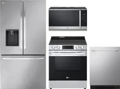 4 Piece Package Includes Refrigerator, Range, Microwave And Dishwasher