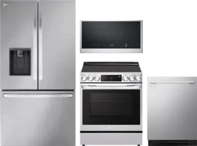 4 Piece Package Includes Refrigerator, Range, Microwave And Dishwasher