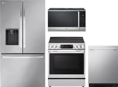 4 Piece Package Includes Refrigerator, Range, Microwave And Dishwasher
