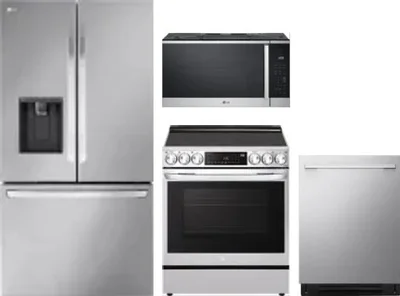 4 Piece Package Includes Refrigerator, Range, Microwave And Dishwasher