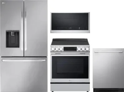 4 Piece Package Includes Refrigerator, Range, Microwave And Dishwasher