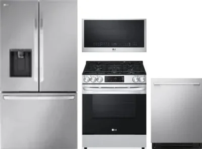 4 Piece Package Includes Refrigerator, Range, Microwave And Dishwasher