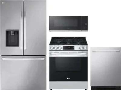 4 Piece Package Includes Refrigerator, Range, Microwave And Dishwasher