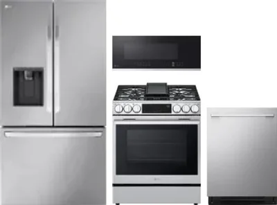 4 Piece Package Includes Refrigerator, Range, Microwave And Dishwasher