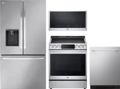 4 Piece Package Includes Refrigerator, Range, Microwave And Dishwasher