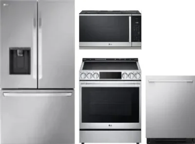 4 Piece Package Includes Refrigerator, Range, Microwave And Dishwasher