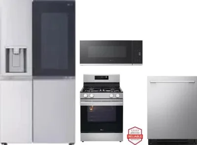 4 Piece Package Includes Refrigerator, Range, Microwave And Dishwasher