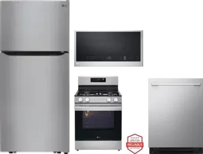 4 Piece Package Includes Refrigerator, Range, Microwave And Dishwasher