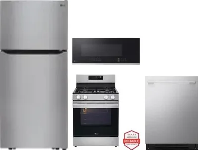 4 Piece Package Includes Refrigerator, Range, Microwave And Dishwasher