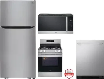 4 Piece Package Includes Refrigerator, Range, Microwave And Dishwasher