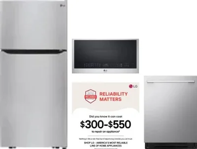 4 Piece Package Includes Refrigerator, Range, Microwave And Dishwasher