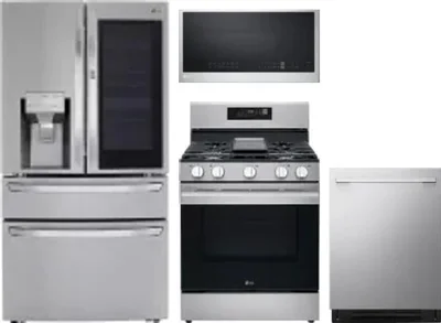 4 Piece Package Includes Refrigerator, Range, Microwave And Dishwasher