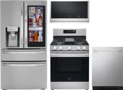 4 Piece Package Includes Refrigerator, Range, Microwave And Dishwasher