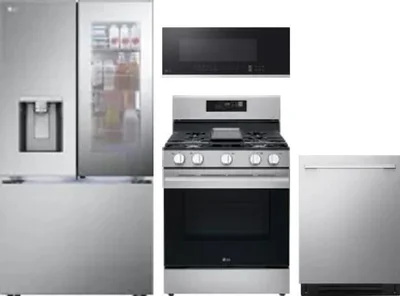 4 Piece Package Includes Refrigerator, Range, Microwave And Dishwasher