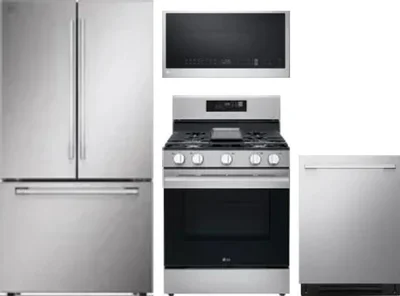 4 Piece Package Includes Refrigerator, Range, Microwave And Dishwasher
