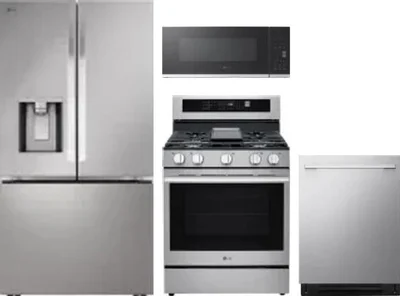 4 Piece Package Includes Refrigerator, Range, Microwave And Dishwasher