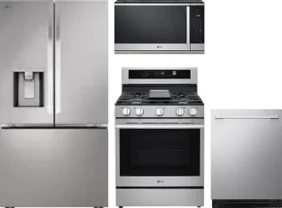 4 Piece Package Includes Refrigerator, Range, Microwave And Dishwasher