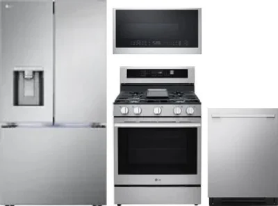 4 Piece Package Includes Refrigerator, Range, Microwave And Dishwasher