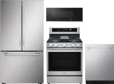 4 Piece Package Includes Refrigerator, Range, Microwave And Dishwasher