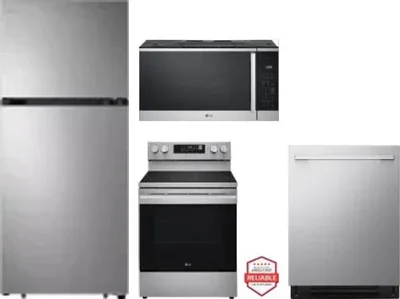 4 Piece Package Includes Refrigerator, Range, Microwave And Dishwasher