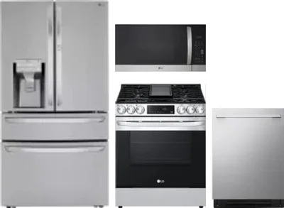 4 Piece Package Includes Refrigerator, Range, Microwave And Dishwasher
