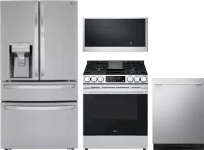4 Piece Package Includes Refrigerator, Range, Microwave And Dishwasher