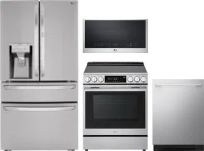 4 Piece Package Includes Refrigerator, Range, Microwave And Dishwasher