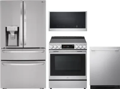 4 Piece Package Includes Refrigerator, Range, Microwave And Dishwasher