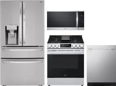4 Piece Package Includes Refrigerator, Range, Microwave And Dishwasher