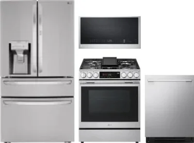 4 Piece Package Includes Refrigerator, Range, Microwave And Dishwasher