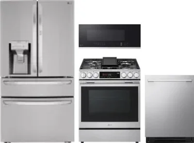 4 Piece Package Includes Refrigerator, Range, Microwave And Dishwasher