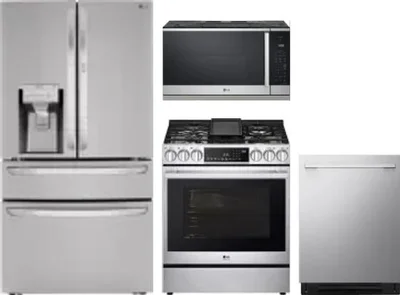 4 Piece Package Includes Refrigerator, Range, Microwave And Dishwasher
