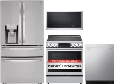 4 Piece Package Includes Refrigerator, Range, Microwave And Dishwasher