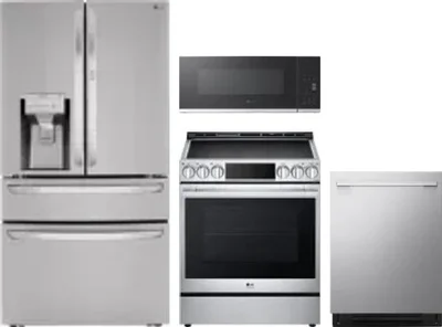 4 Piece Package Includes Refrigerator, Range, Microwave And Dishwasher
