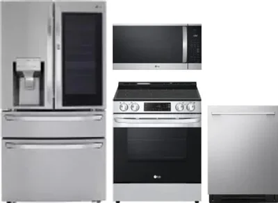 4 Piece Package Includes Refrigerator, Range, Microwave And Dishwasher