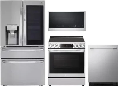 4 Piece Package Includes Refrigerator, Range, Microwave And Dishwasher