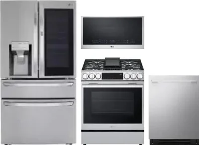 4 Piece Package Includes Refrigerator, Range, Microwave And Dishwasher