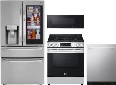4 Piece Package Includes Refrigerator, Range, Microwave And Dishwasher