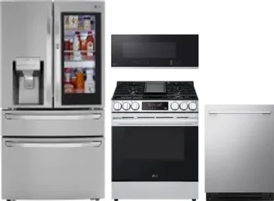 4 Piece Package Includes Refrigerator, Range, Microwave And Dishwasher