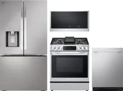 4 Piece Package Includes Refrigerator, Range, Microwave And Dishwasher