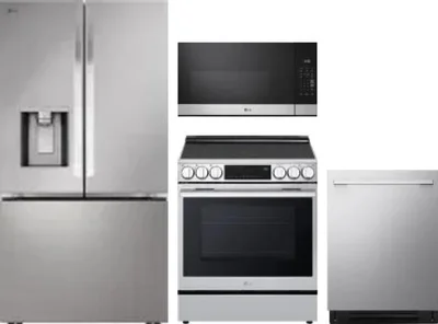4 Piece Package Includes Refrigerator, Range, Microwave And Dishwasher