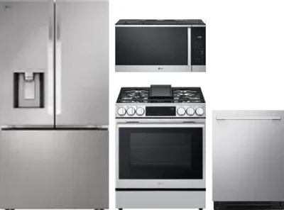 4 Piece Package Includes Refrigerator, Range, Microwave And Dishwasher