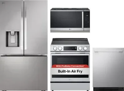 4 Piece Package Includes Refrigerator, Range, Microwave And Dishwasher