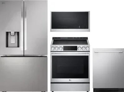 4 Piece Package Includes Refrigerator, Range, Microwave And Dishwasher