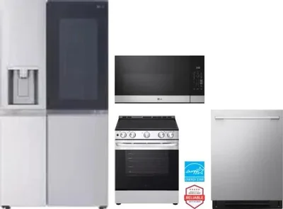 4 Piece Package Includes Refrigerator, Range, Microwave And Dishwasher