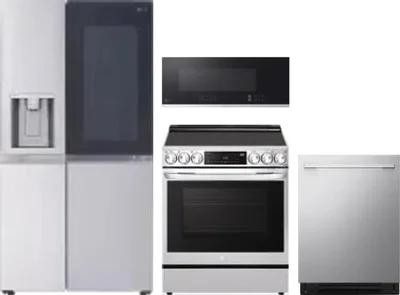 4 Piece Package Includes Refrigerator, Range, Microwave And Dishwasher