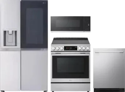 4 Piece Package Includes Refrigerator, Range, Microwave And Dishwasher